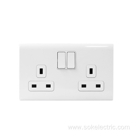 13A 250V Single Pole Switch Socket Outlets 2Gang